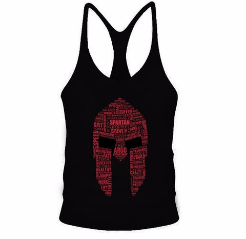2018 Men Tank Tops Spartan Print Bodybuilding Tank Top Fitness Men Vest Brand Sleeveless Shirts O-Neck Tank Top men workout Vest